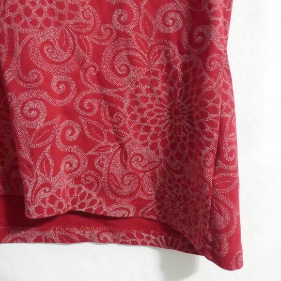 CROFT & BARROW Crewneck | large | Red Floral Short Sleeve Pima Cotton Shirt - Picture 8 of 15